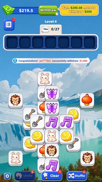 Prize Tiles early level with peach tiles